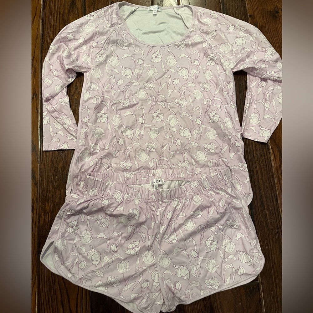 Brand new LAKE pajamas size medium in purple floral pima print